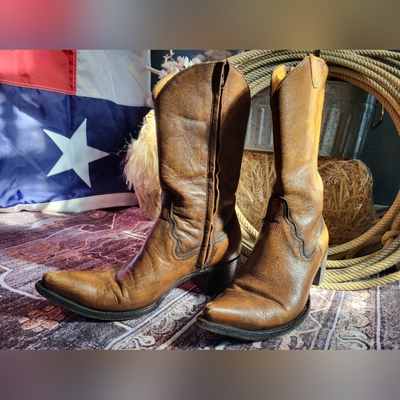 Brown Leather Cowboy Boots - Picture 3 of 9